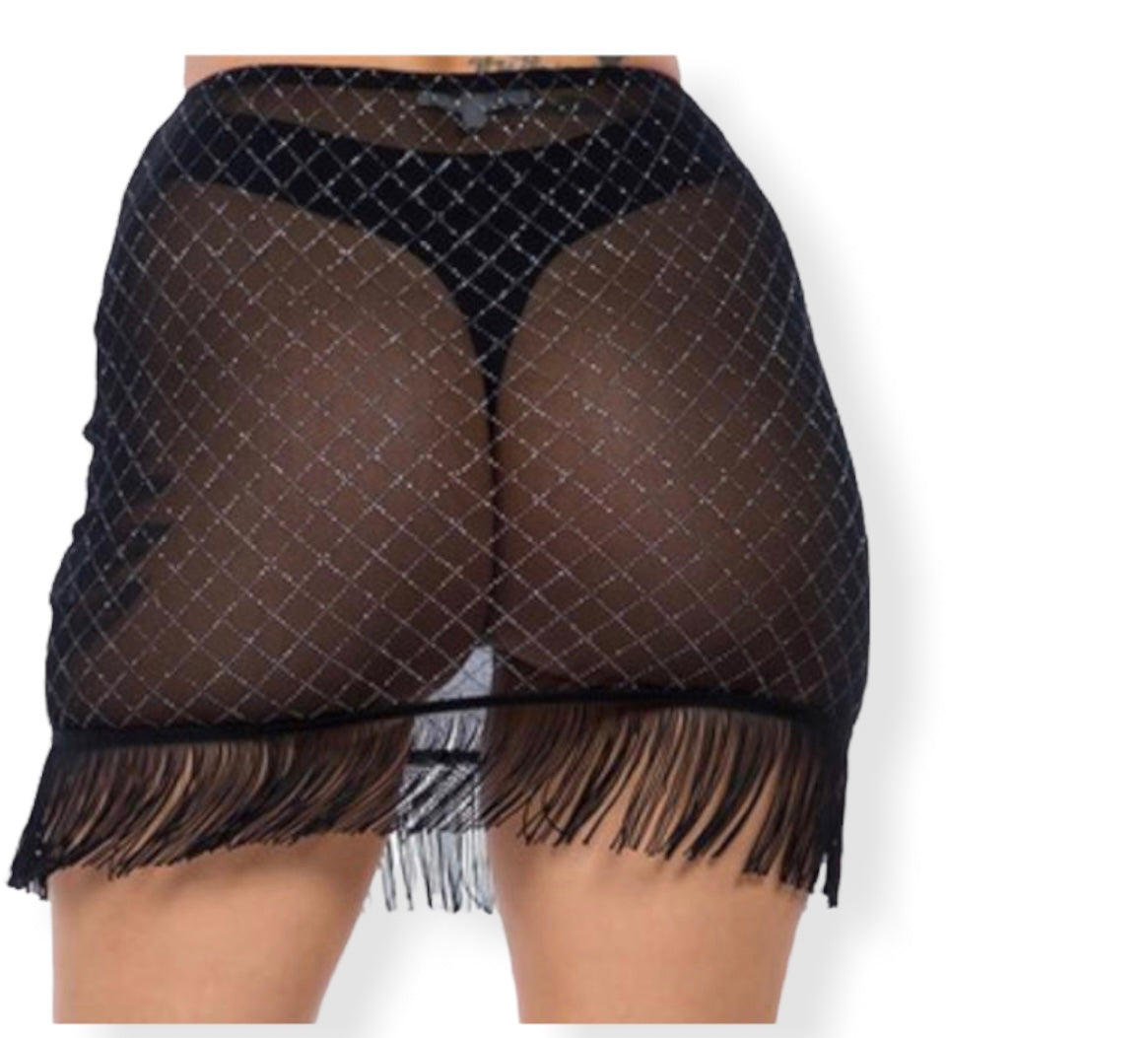 Sheer Mesh Mini Skirt Cover Up